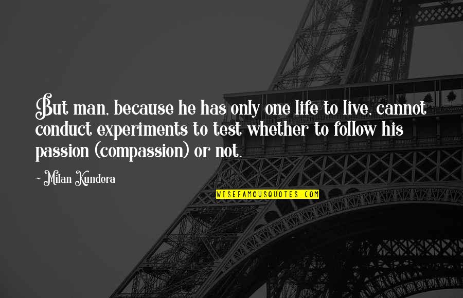 Live Your Passion Quotes By Milan Kundera: But man, because he has only one life