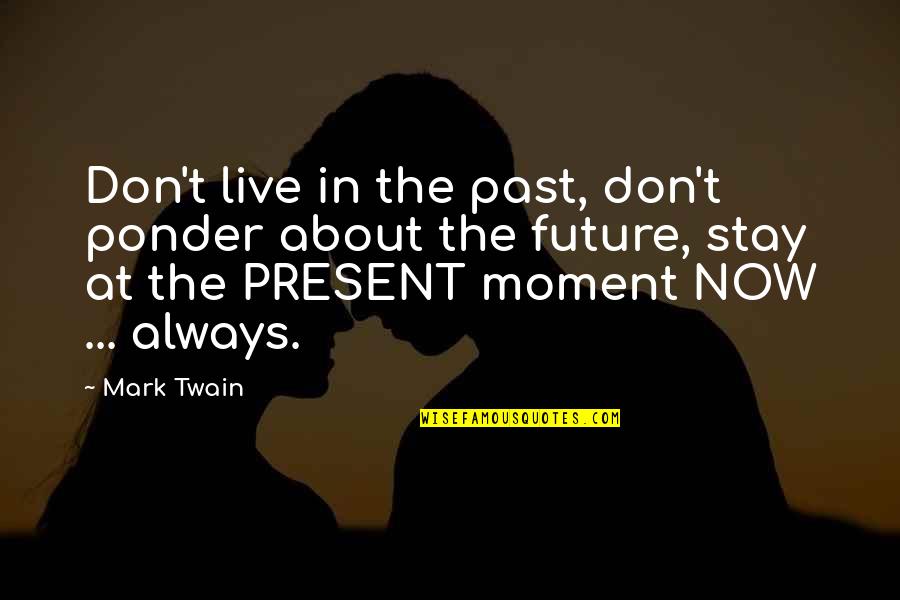 Live Your Present Moment Quotes By Mark Twain: Don't live in the past, don't ponder about