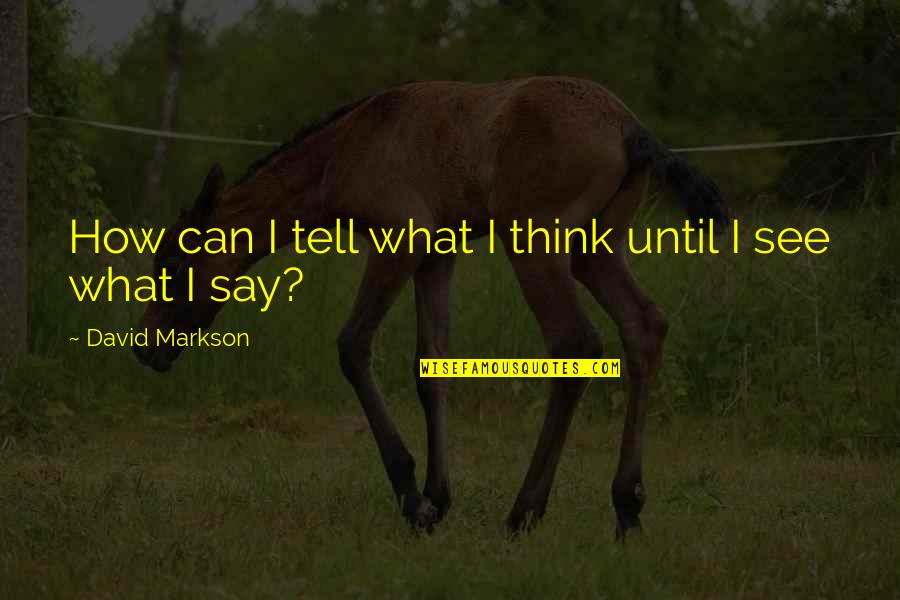 Liveless Quotes By David Markson: How can I tell what I think until