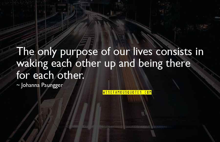 Lives In Life Quotes By Johanna Paungger: The only purpose of our lives consists in