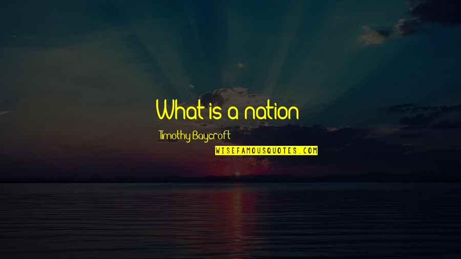 Living A Fabulous Life Quotes By Timothy Baycroft: What is a nation?