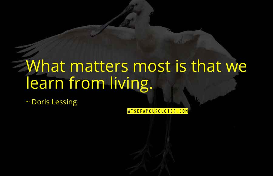 Living A Life That Matters Quotes By Doris Lessing: What matters most is that we learn from