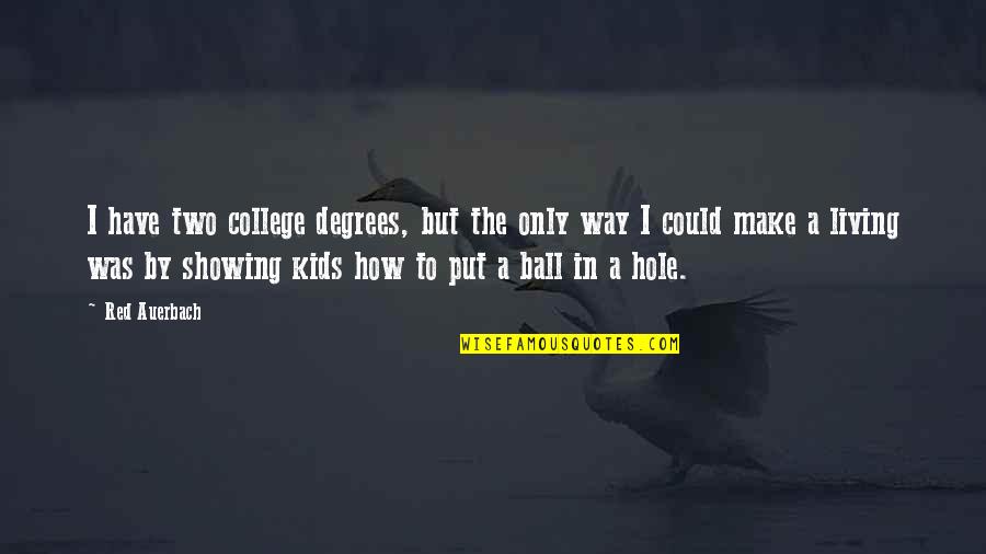 Living A Way Quotes By Red Auerbach: I have two college degrees, but the only