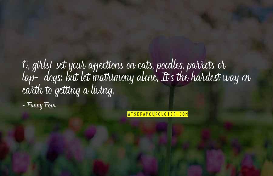 Living Alone Quotes By Fanny Fern: O, girls! set your affections on cats, poodles, Living Alone Quotes By Fanny Fern: O, girls! set your affections on cats, poodles,