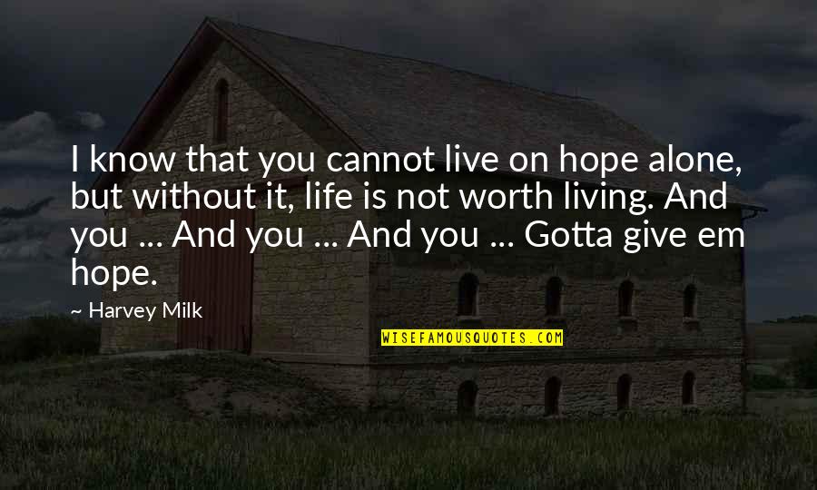 Living Alone Without You Quotes By Harvey Milk: I know that you cannot live on hope