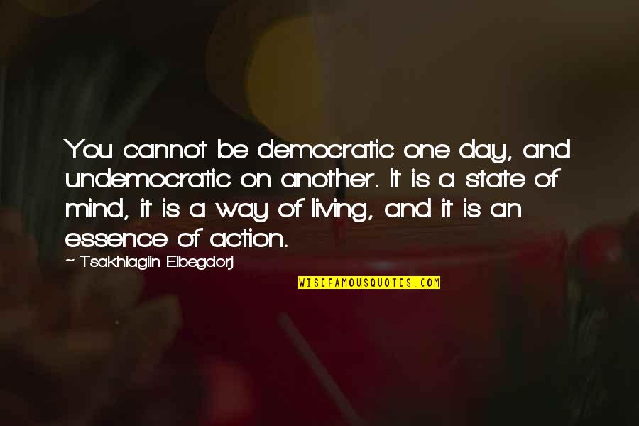 Living Another Day Quotes By Tsakhiagiin Elbegdorj: You cannot be democratic one day, and undemocratic
