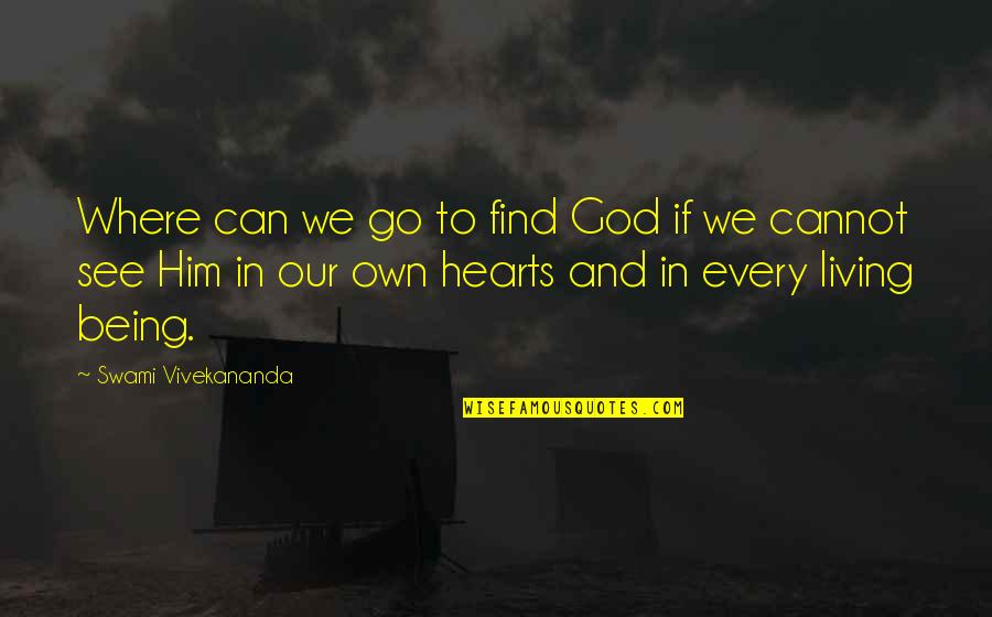 Living Being Quotes By Swami Vivekananda: Where can we go to find God if