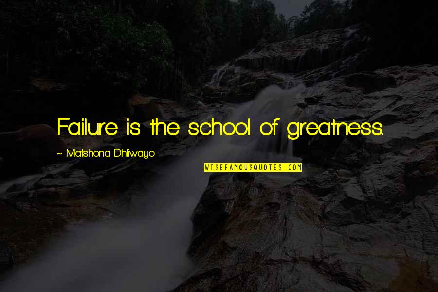 Living By Example Quotes By Matshona Dhliwayo: Failure is the school of greatness.