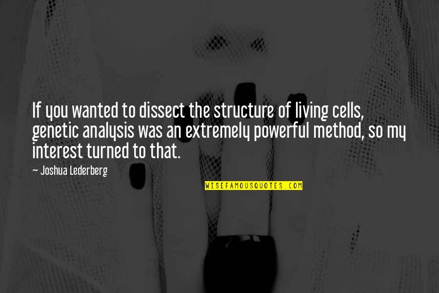 Living Cells Quotes By Joshua Lederberg: If you wanted to dissect the structure of
