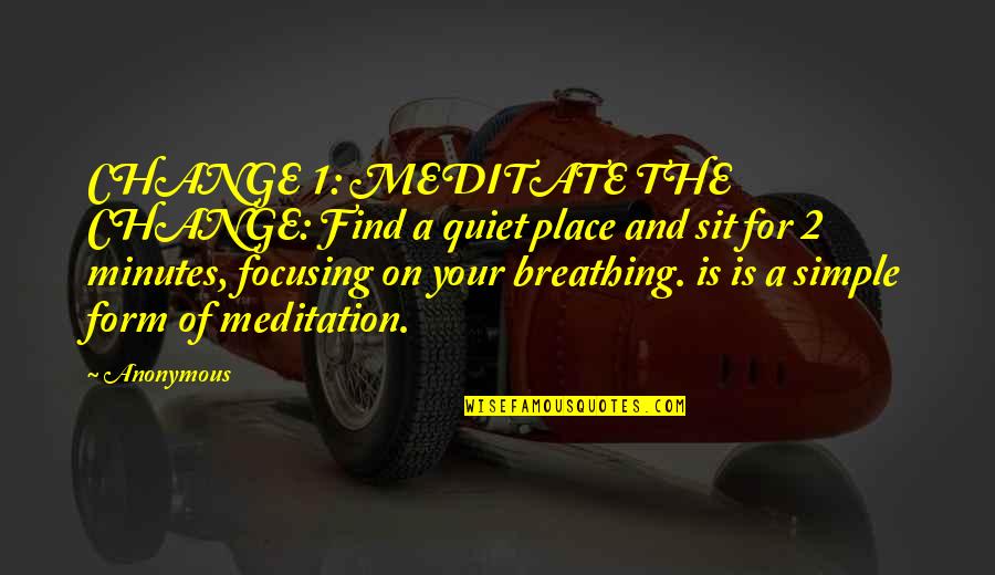 Living Fast Lane Quotes By Anonymous: CHANGE 1: MEDITATE THE CHANGE: Find a quiet