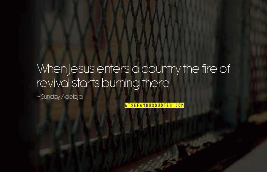 Living In A Different Country Quotes By Sunday Adelaja: When Jesus enters a country the fire of