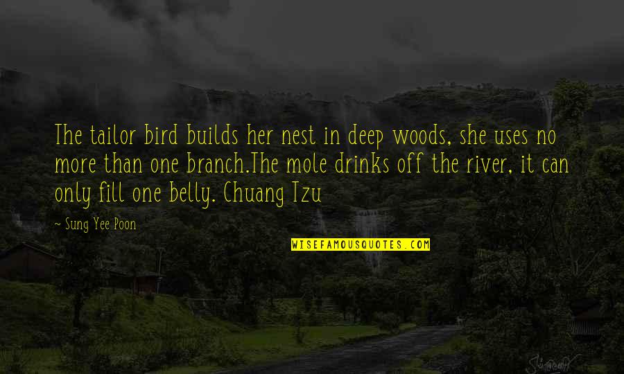 Living In The Woods Quotes By Sung Yee Poon: The tailor bird builds her nest in deep