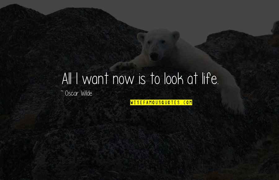 Living Life Now Quotes By Oscar Wilde: All I want now is to look at