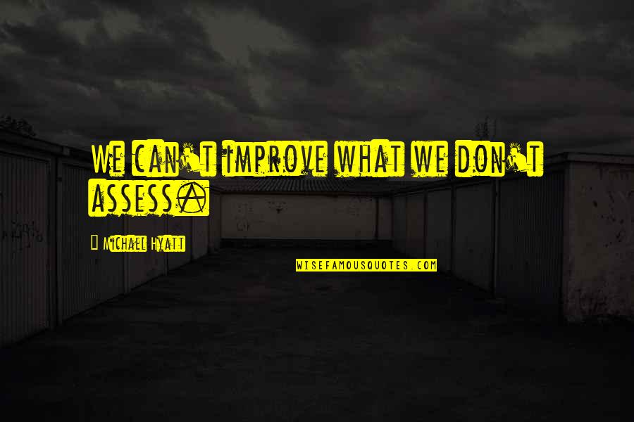 Living Life The Best You Can Quotes By Michael Hyatt: We can't improve what we don't assess.