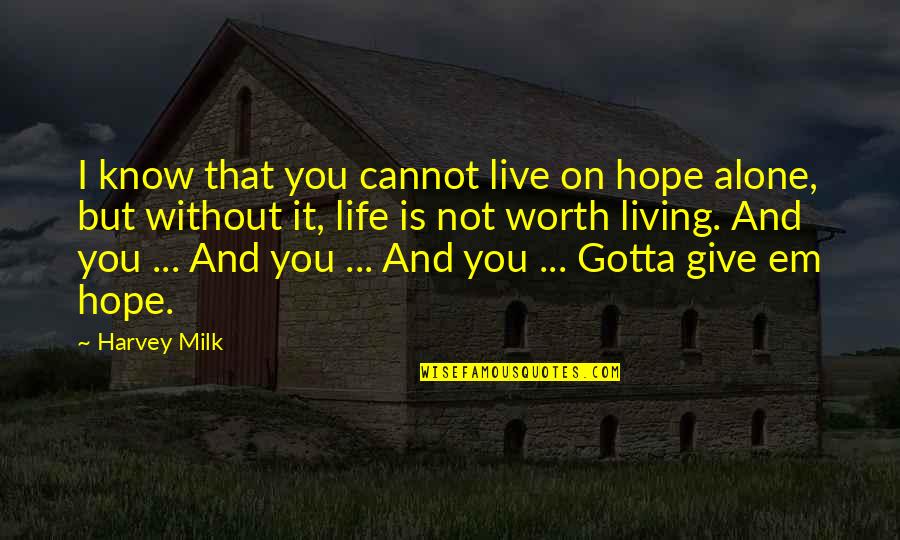 Living Life Without You Quotes By Harvey Milk: I know that you cannot live on hope
