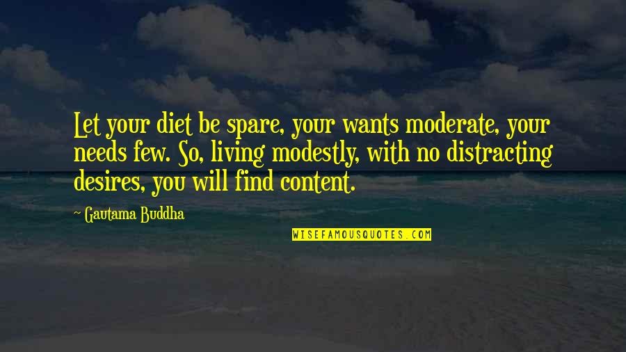 Living Modestly Quotes By Gautama Buddha: Let your diet be spare, your wants moderate,