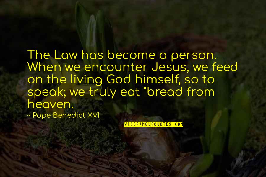 Living On Quotes By Pope Benedict XVI: The Law has become a person. When we