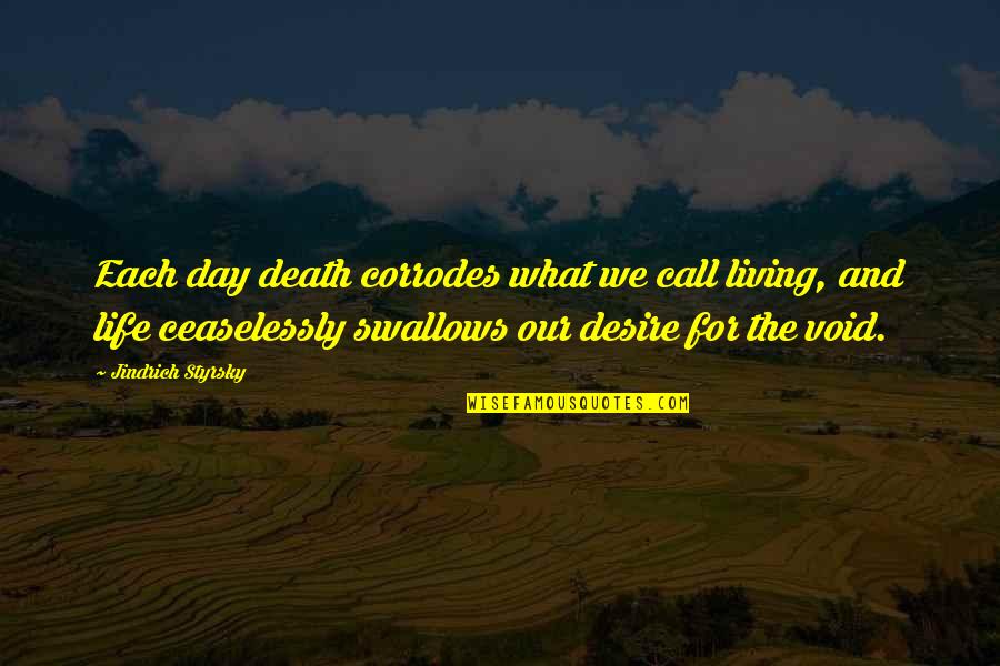 Living Our Life Quotes By Jindrich Styrsky: Each day death corrodes what we call living,