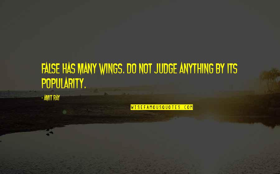 Living Quotes And Quotes By Amit Ray: False has many wings. Do not judge anything