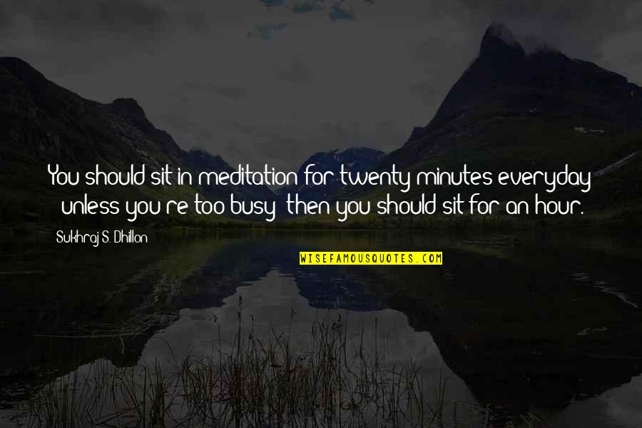 Living Stress Free Quotes By Sukhraj S. Dhillon: You should sit in meditation for twenty minutes