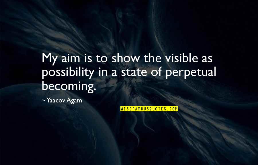 Living Two Worlds Quotes By Yaacov Agam: My aim is to show the visible as