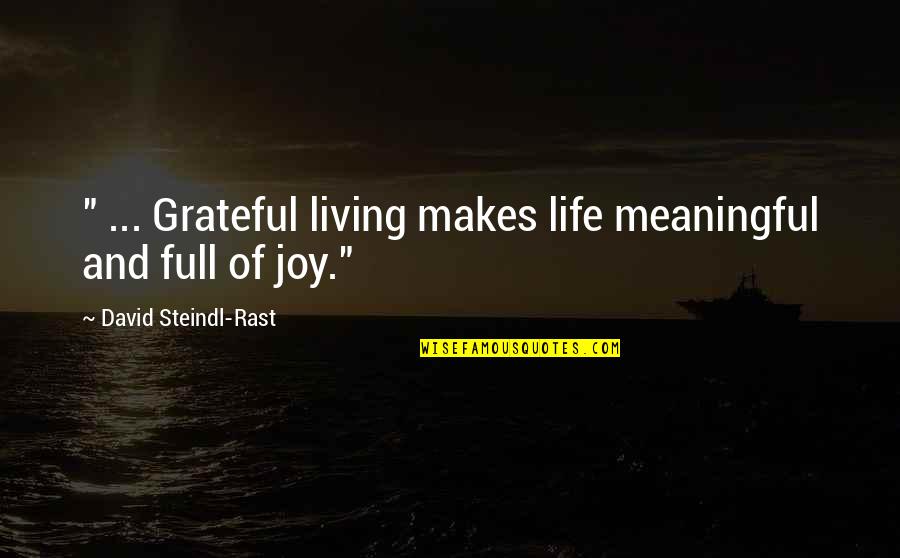 Living With Gratitude Quotes By David Steindl-Rast: " ... Grateful living makes life meaningful and