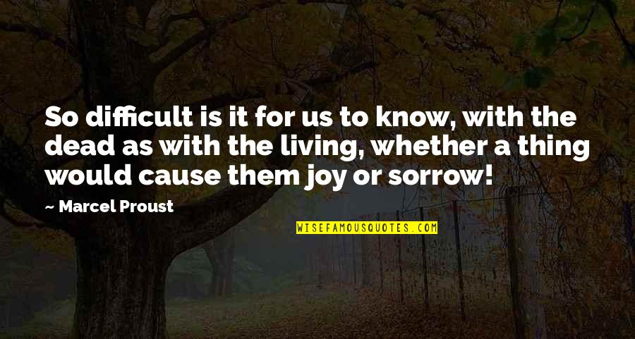 Living With Joy Quotes By Marcel Proust: So difficult is it for us to know,