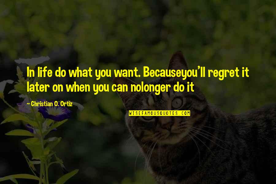 Living Without Regret Quotes By Christian O. Ortiz: In life do what you want. Becauseyou'll regret