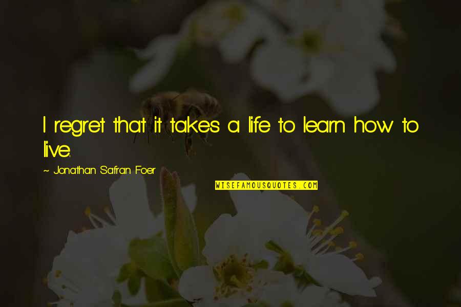 Living Without Regret Quotes By Jonathan Safran Foer: I regret that it takes a life to