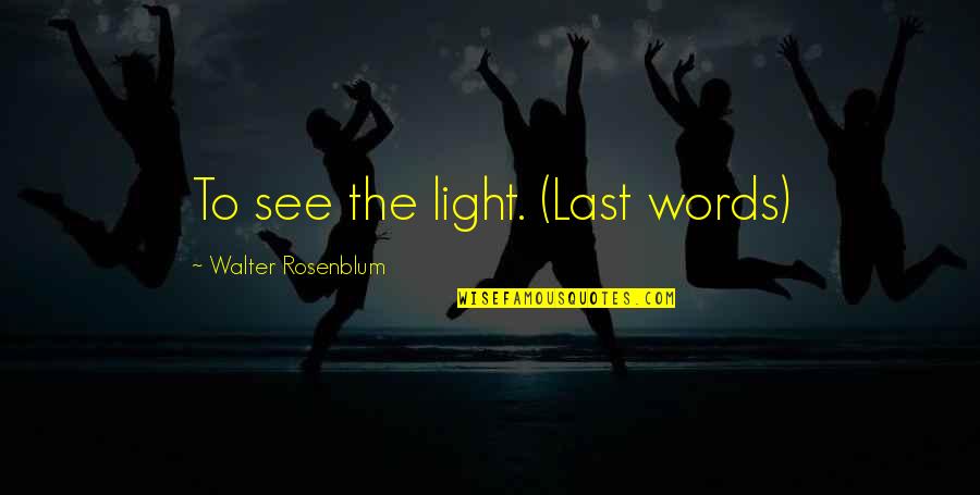 Living Your Life And Being Happy Quotes By Walter Rosenblum: To see the light. (Last words)