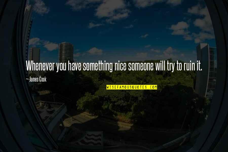 Livingly Quotes By James Cook: Whenever you have something nice someone will try