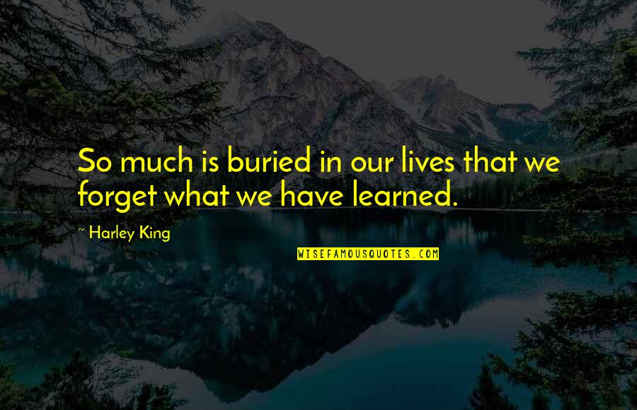 Livinia Nixon Quotes By Harley King: So much is buried in our lives that
