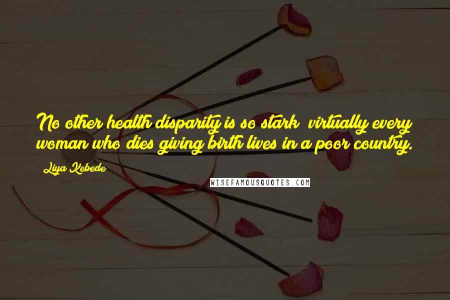 Liya Kebede quotes: No other health disparity is so stark; virtually every woman who dies giving birth lives in a poor country.