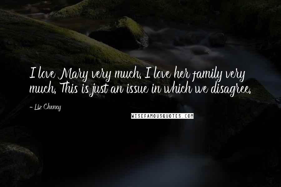 Liz Cheney quotes: I love Mary very much. I love her family very much. This is just an issue in which we disagree.