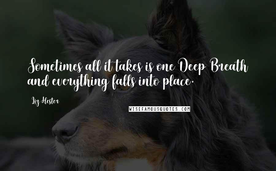 Liz Hester quotes: Sometimes all it takes is one Deep Breath and everything falls into place.
