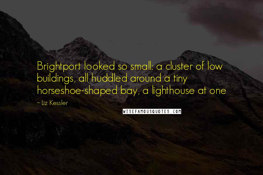 Liz Kessler quotes: Brightport looked so small: a cluster of low buildings, all huddled around a tiny horseshoe-shaped bay, a lighthouse at one