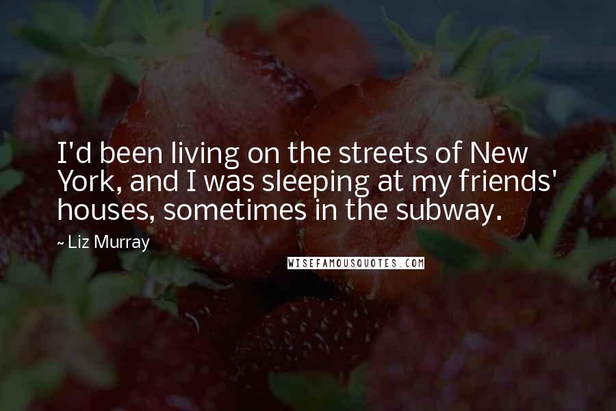 Liz Murray quotes: I'd been living on the streets of New York, and I was sleeping at my friends' houses, sometimes in the subway.