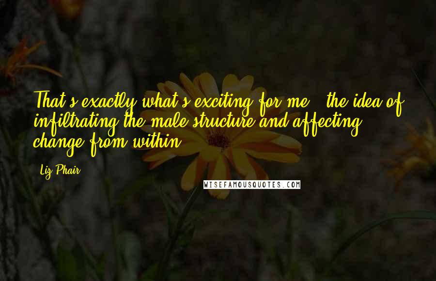 Liz Phair quotes: That's exactly what's exciting for me - the idea of infiltrating the male structure and affecting change from within.