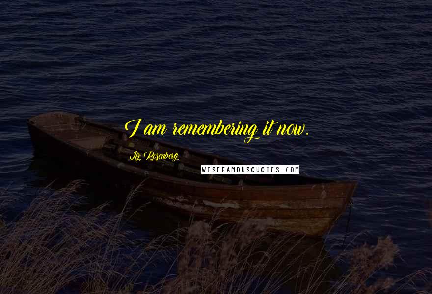 Liz Rosenberg quotes: I am remembering it now.