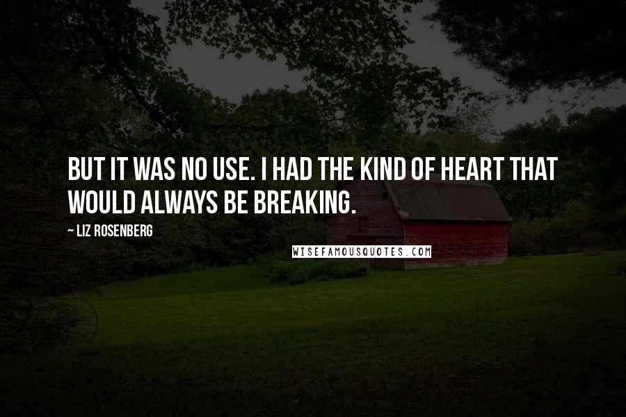 Liz Rosenberg quotes: But it was no use. I had the kind of heart that would always be breaking.