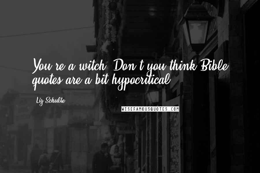 Liz Schulte quotes: You're a witch. Don't you think Bible quotes are a bit hypocritical?