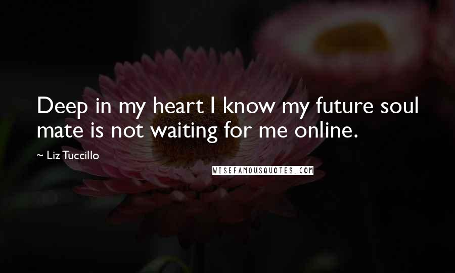 Liz Tuccillo quotes: Deep in my heart I know my future soul mate is not waiting for me online.