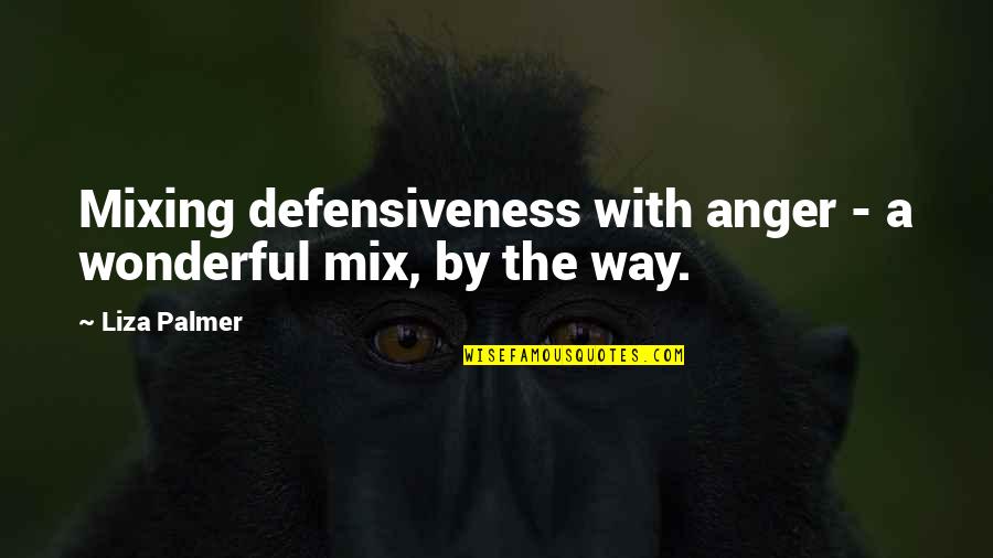 Liza Palmer Quotes By Liza Palmer: Mixing defensiveness with anger - a wonderful mix,