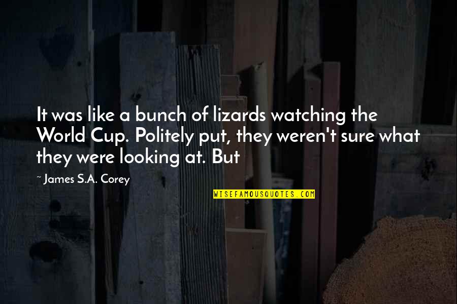 Lizards Quotes By James S.A. Corey: It was like a bunch of lizards watching