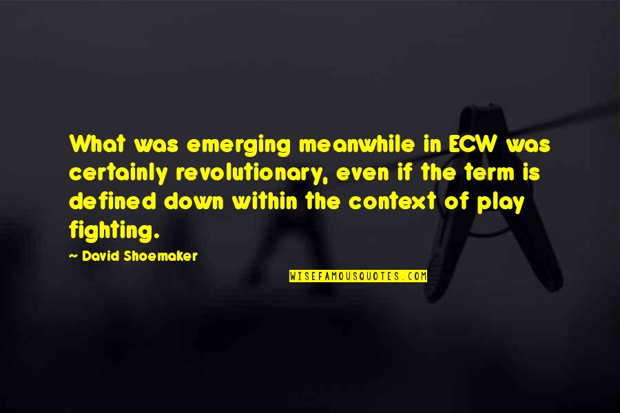 Lizottes Quotes By David Shoemaker: What was emerging meanwhile in ECW was certainly