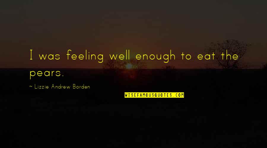 Lizzie Quotes By Lizzie Andrew Borden: I was feeling well enough to eat the