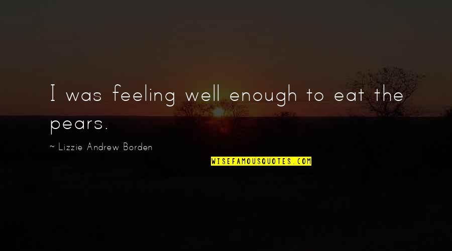 Lizzie's Quotes By Lizzie Andrew Borden: I was feeling well enough to eat the