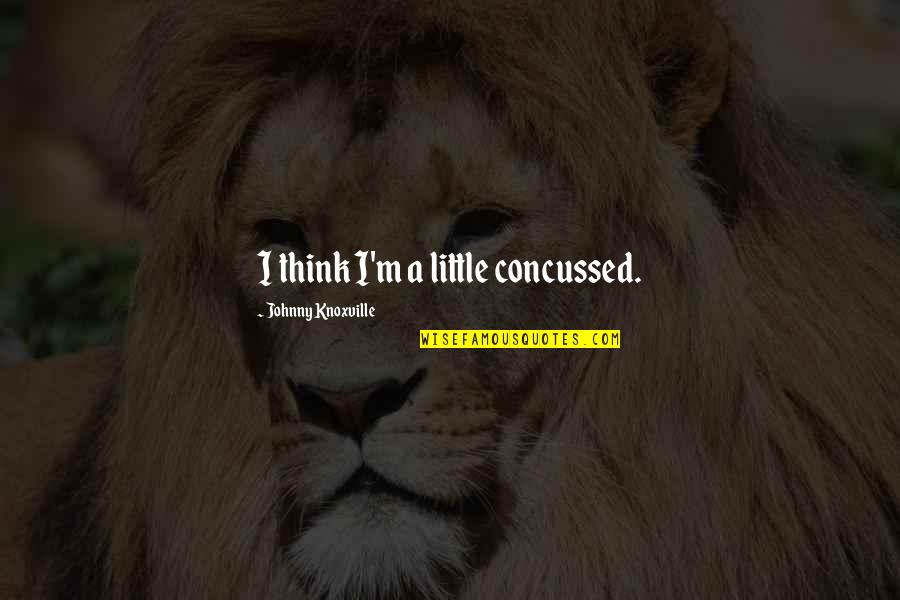 Ljerka Bizilj Quotes By Johnny Knoxville: I think I'm a little concussed. Ljerka Bizilj Quotes By Johnny Knoxville: I think I'm a little concussed.