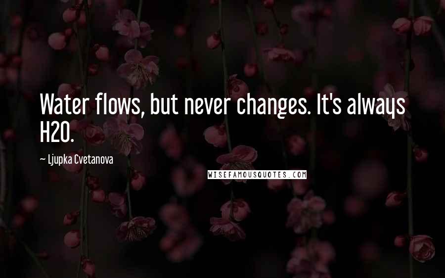 Ljupka Cvetanova quotes: Water flows, but never changes. It's always H2O.