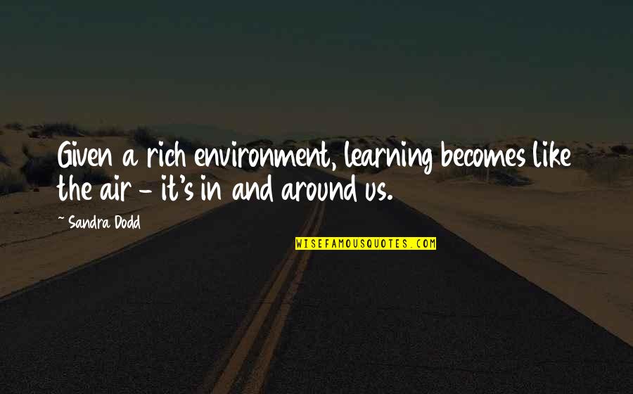Llamar Gratis Quotes By Sandra Dodd: Given a rich environment, learning becomes like the